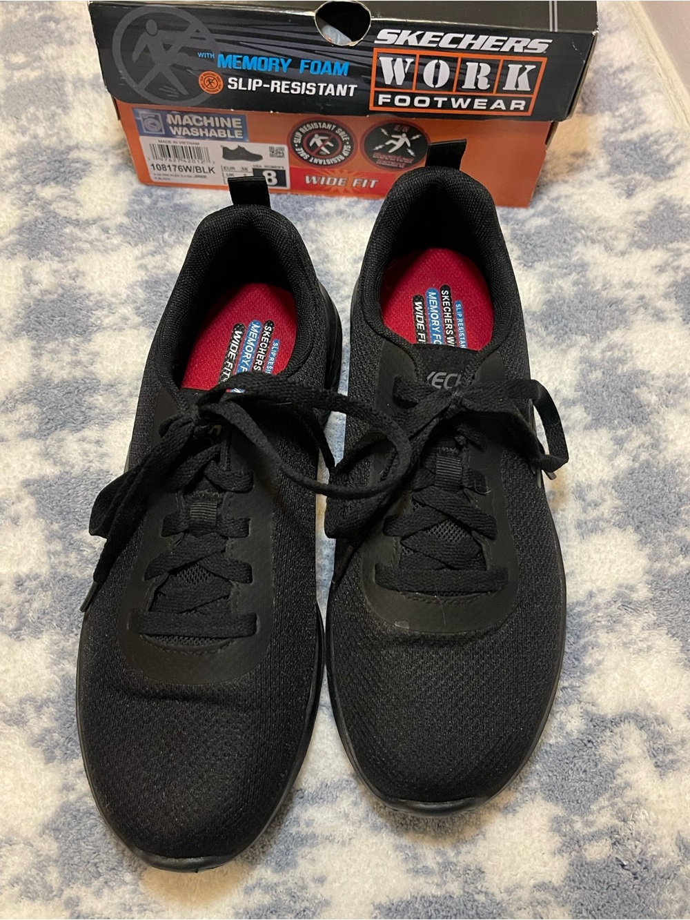Skechers Women’s Non Slip Black  Lace-Up Sneakers - Picture 2 of 7
